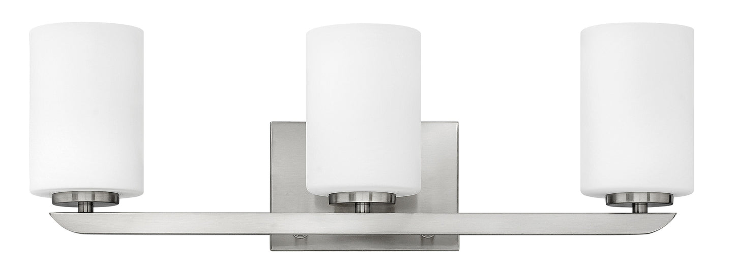 Kyra Medium Three Light Vanity In Brushed Nickel Finish