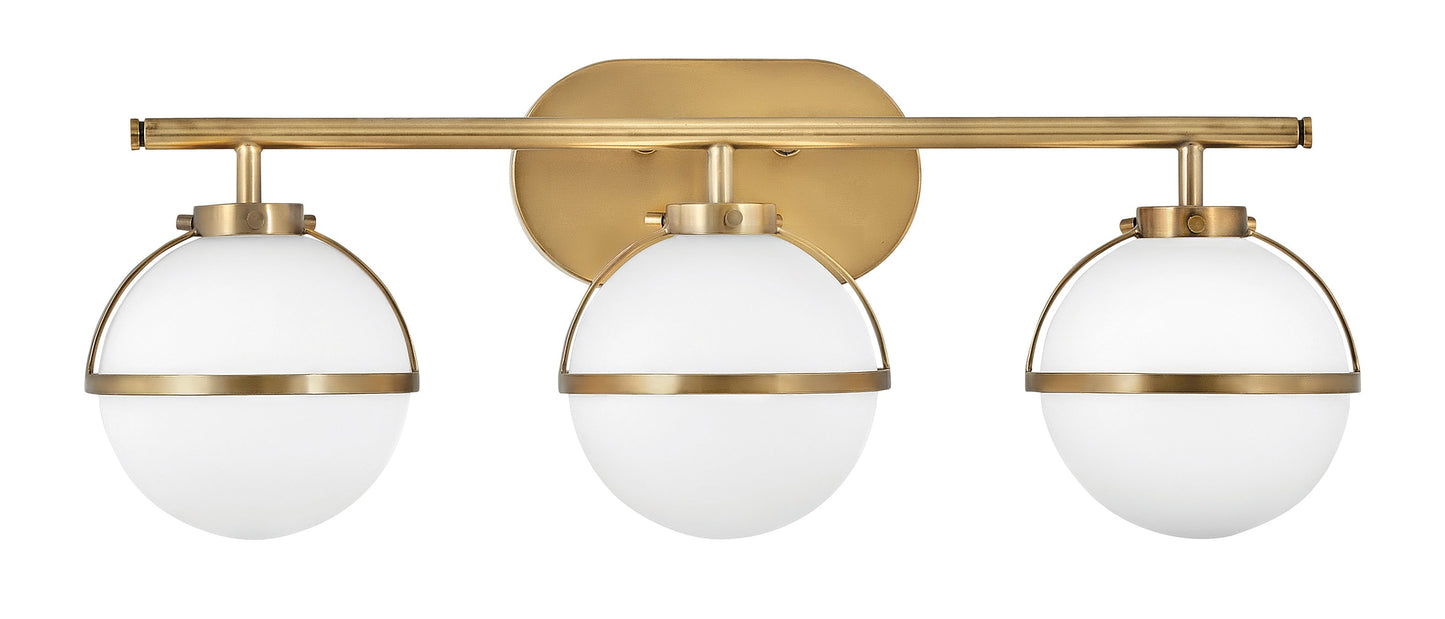 Hollis Medium Three Light Vanity In Light Brass Finish