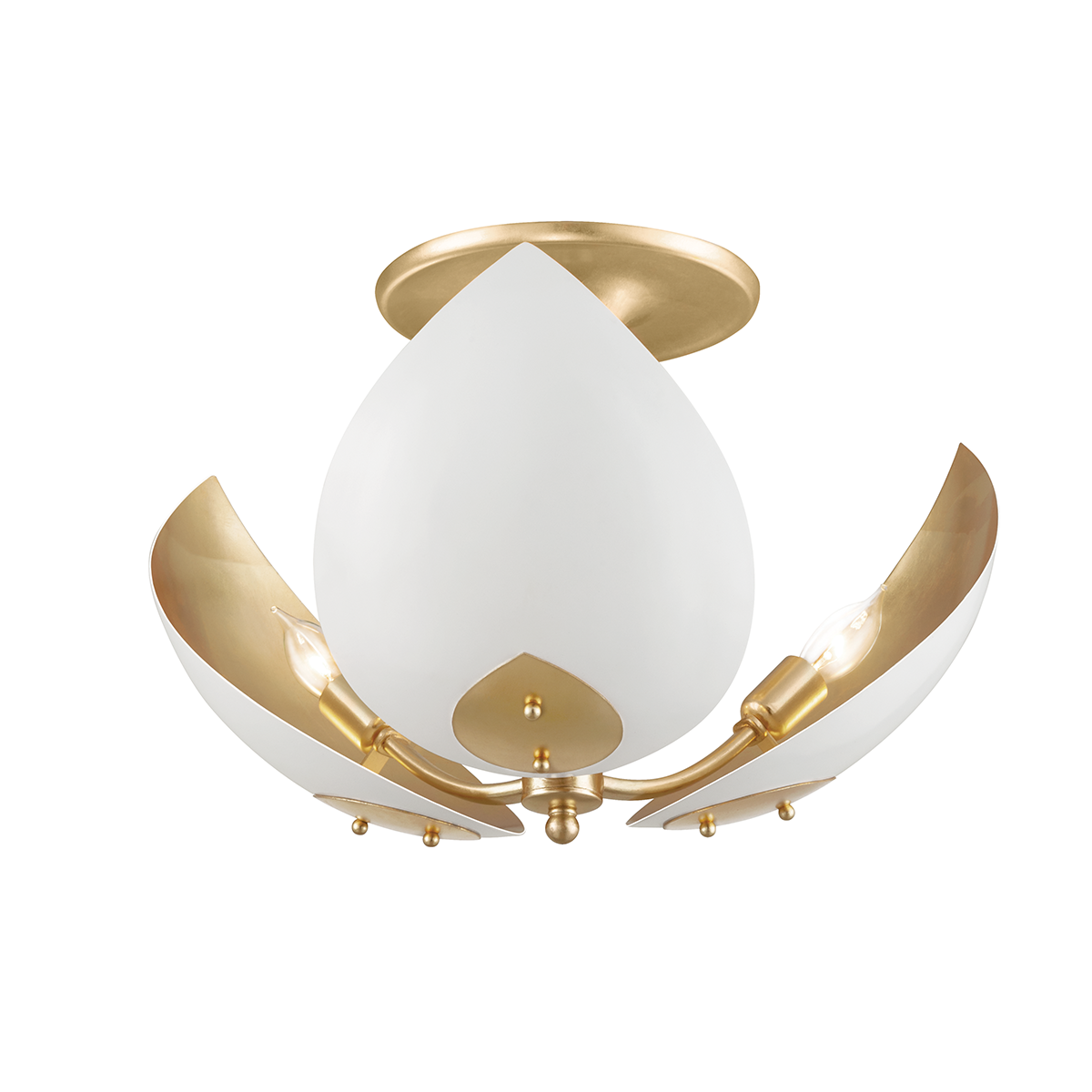 Lotus Semi Flush with Gold Leaf/white Finish