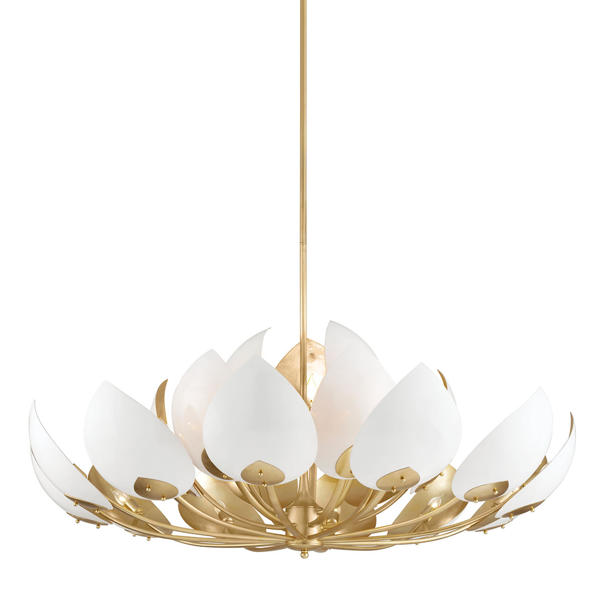 Lotus Chandelier with Gold Leaf/white Finish