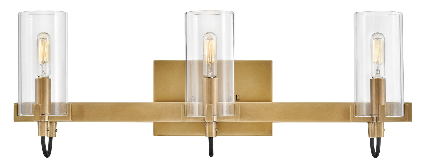 Ryden Medium Three Light Vanity In Light Brass Finish