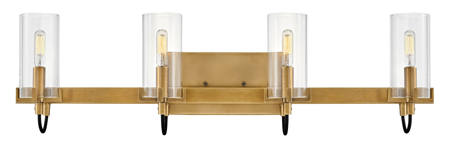 Ryden Large Four Light Vanity In Light Brass Finish