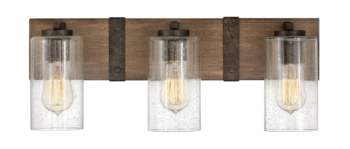 Sawyer Medium Three Light Vanity In Wood Finish