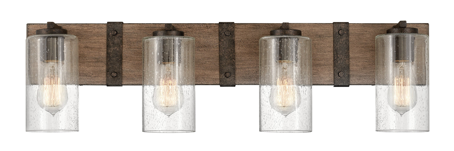 Sawyer Large Four Light Vanity In Wood Finish