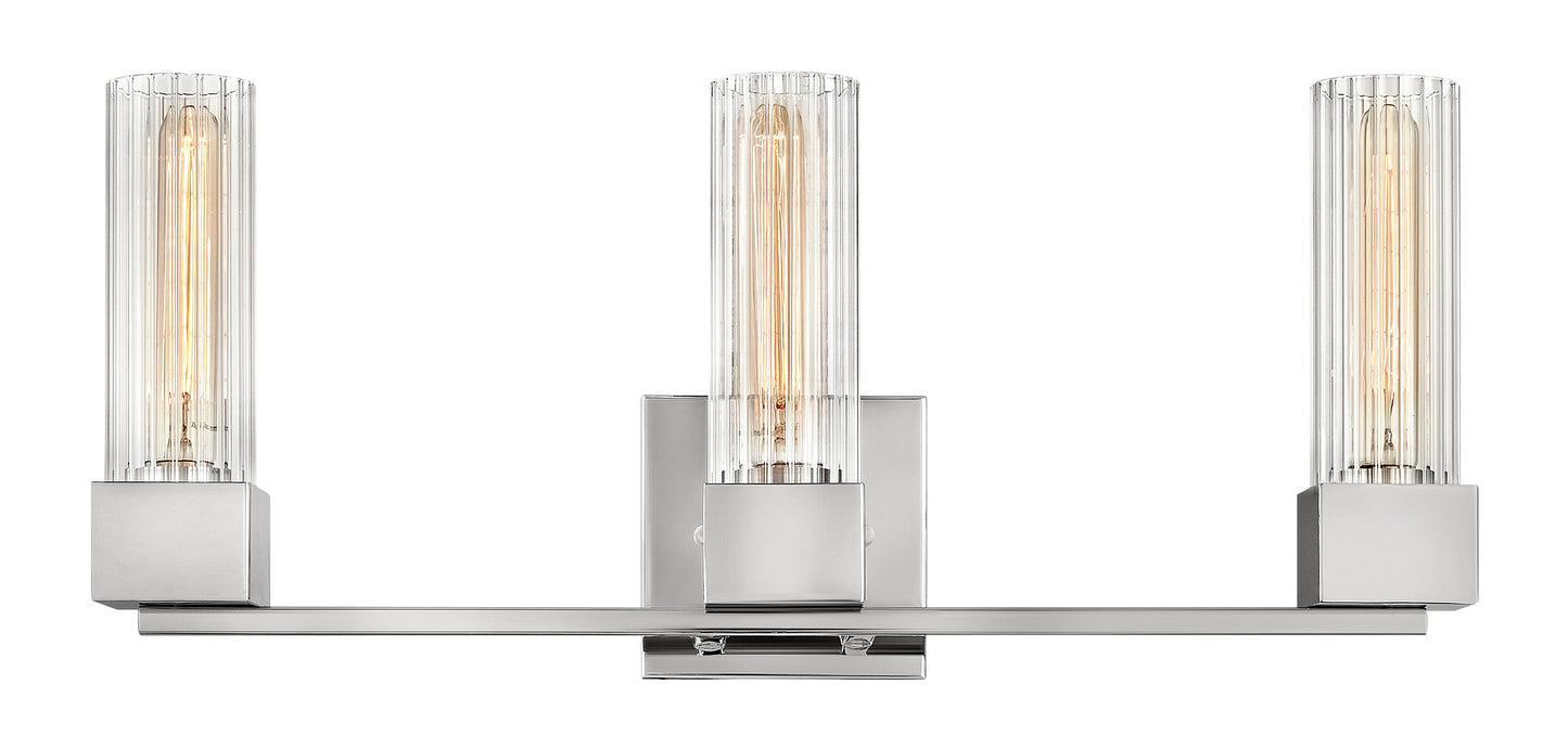 Xander Medium Three Light Vanity In Polished Nickel Finish
