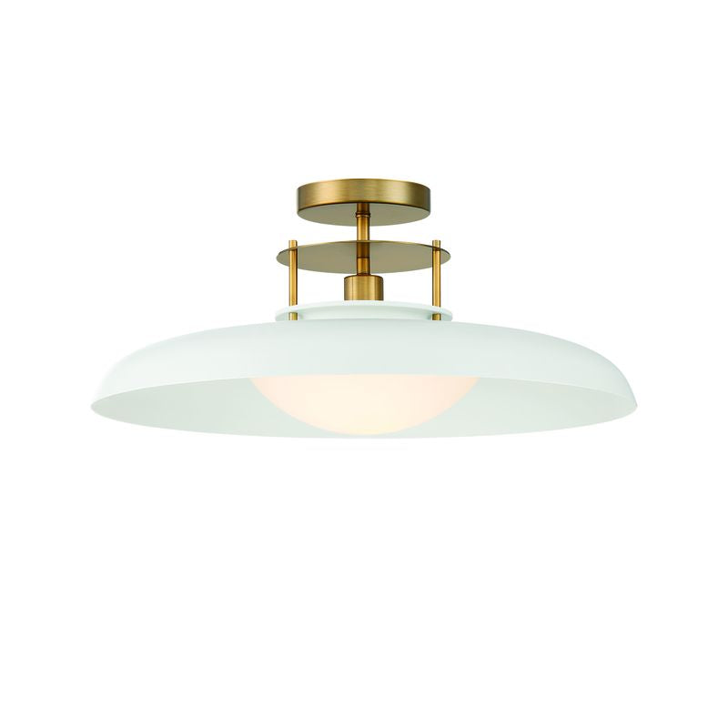 Gavin 1-Light Ceiling Light in White with Warm Brass Accents White with Warm Brass Accents