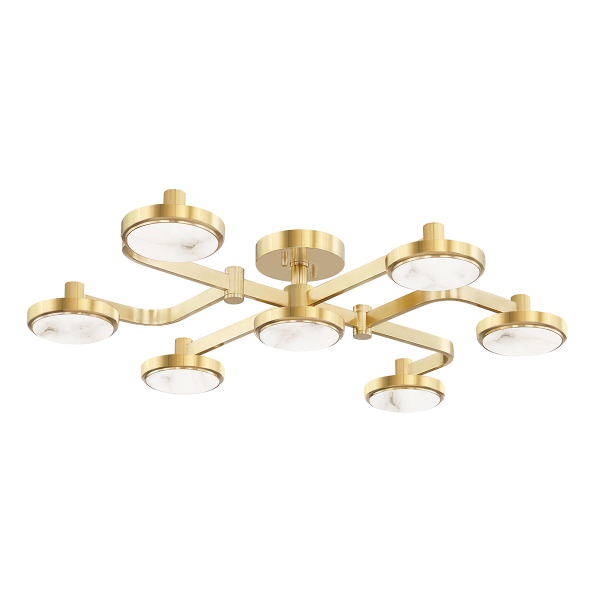 Meander Semi Flush with Aged Brass Finish