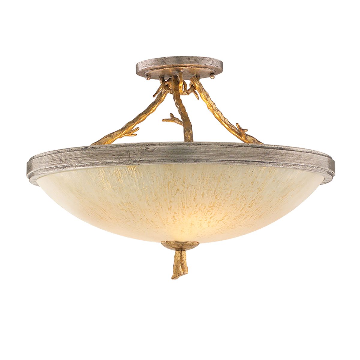 Parc Royale Semi Flush In VINTAGE GOLD LEAF Finish