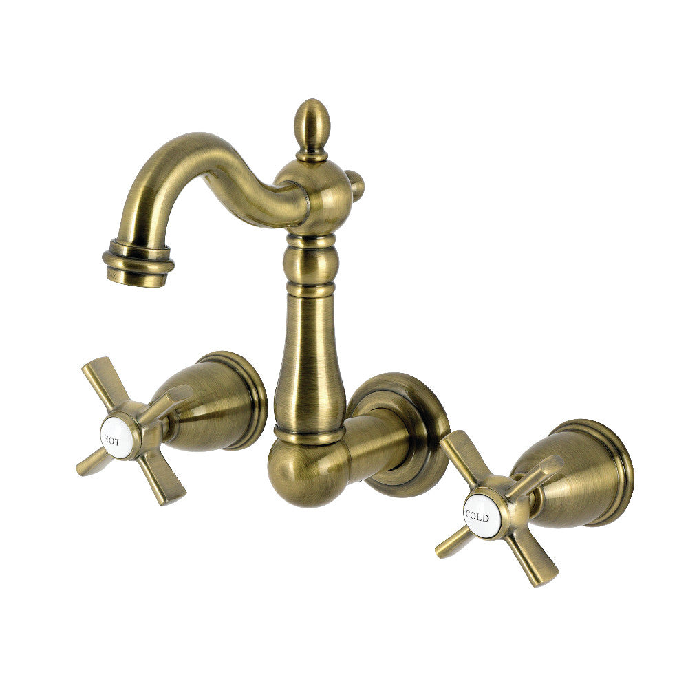 Millennium Wall-Mount Bathroom Faucet in Antique Brass