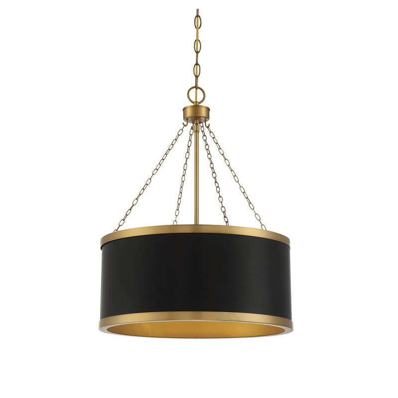 Delphi 6-Light Pendant in Matte Black with Warm Brass Accents Black with Warm Brass Accents