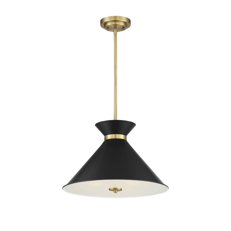 Lamar 3-Light Pendant in Matte Black with Warm Brass Accents Black with Warm Brass Accents