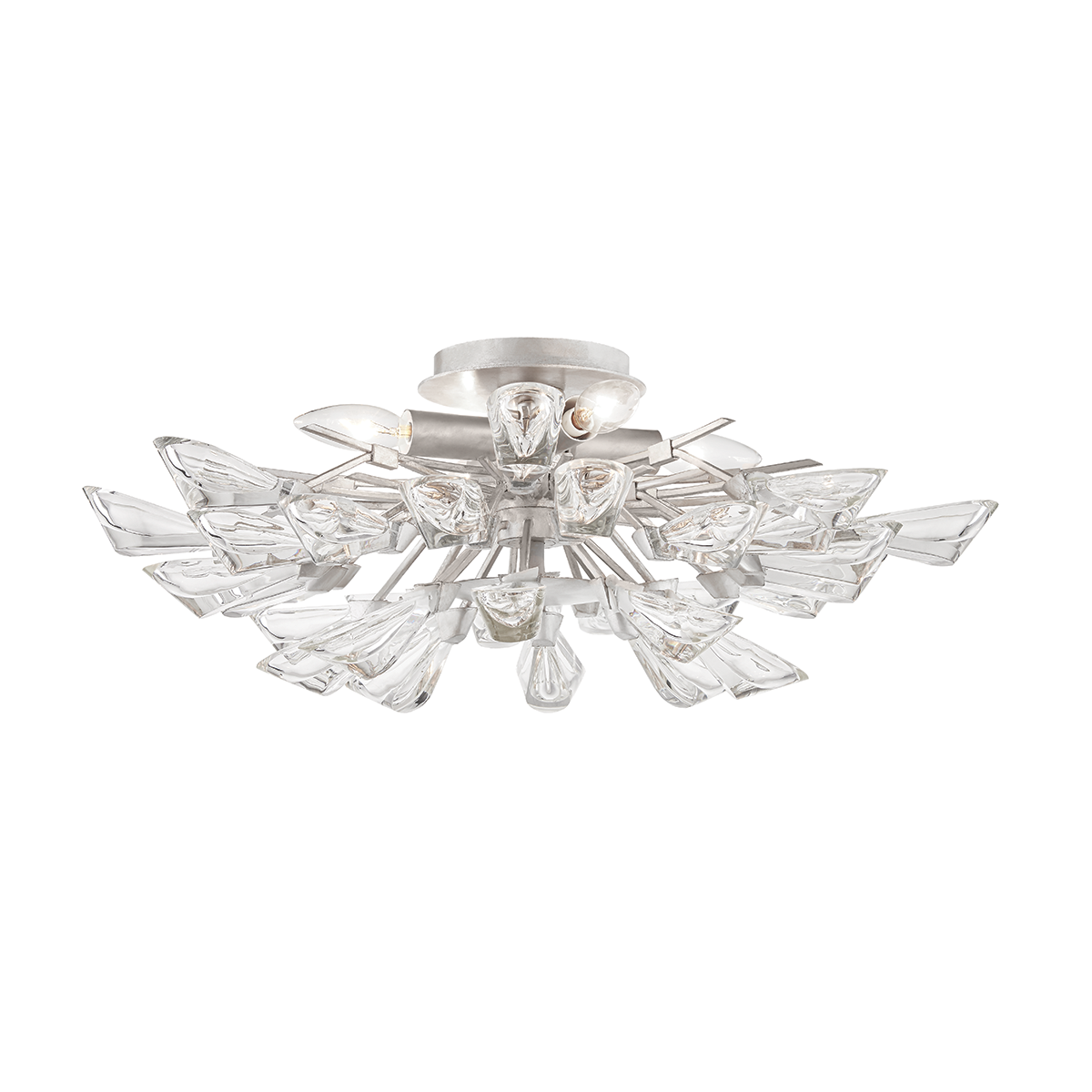 Tulip Semi Flush with Silver Leaf Finish