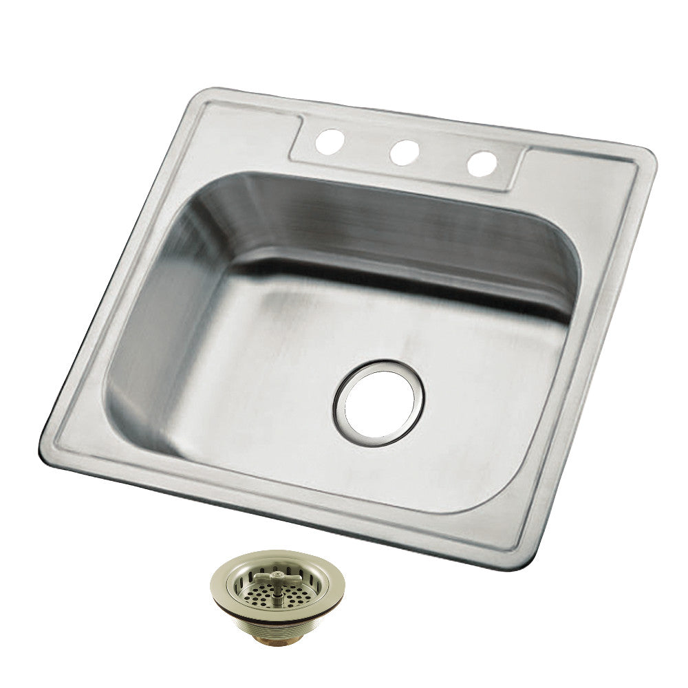 Carefree 25 Inch Drop-In Kitchen Sink in Brushed Nickel