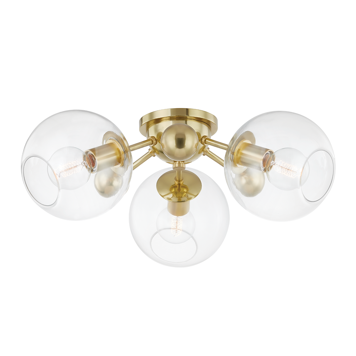Abbott Semi Flush with Aged Brass Finish