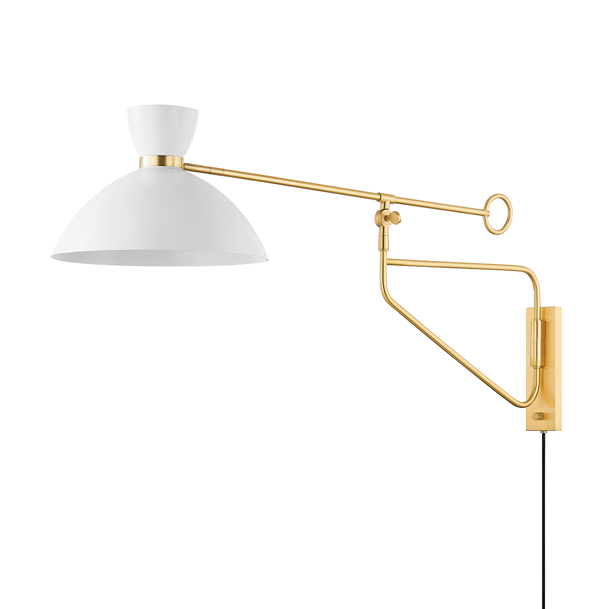 CRANBROOK Plug-in Sconce with AGED BRASS/SOFT WHITE Finish