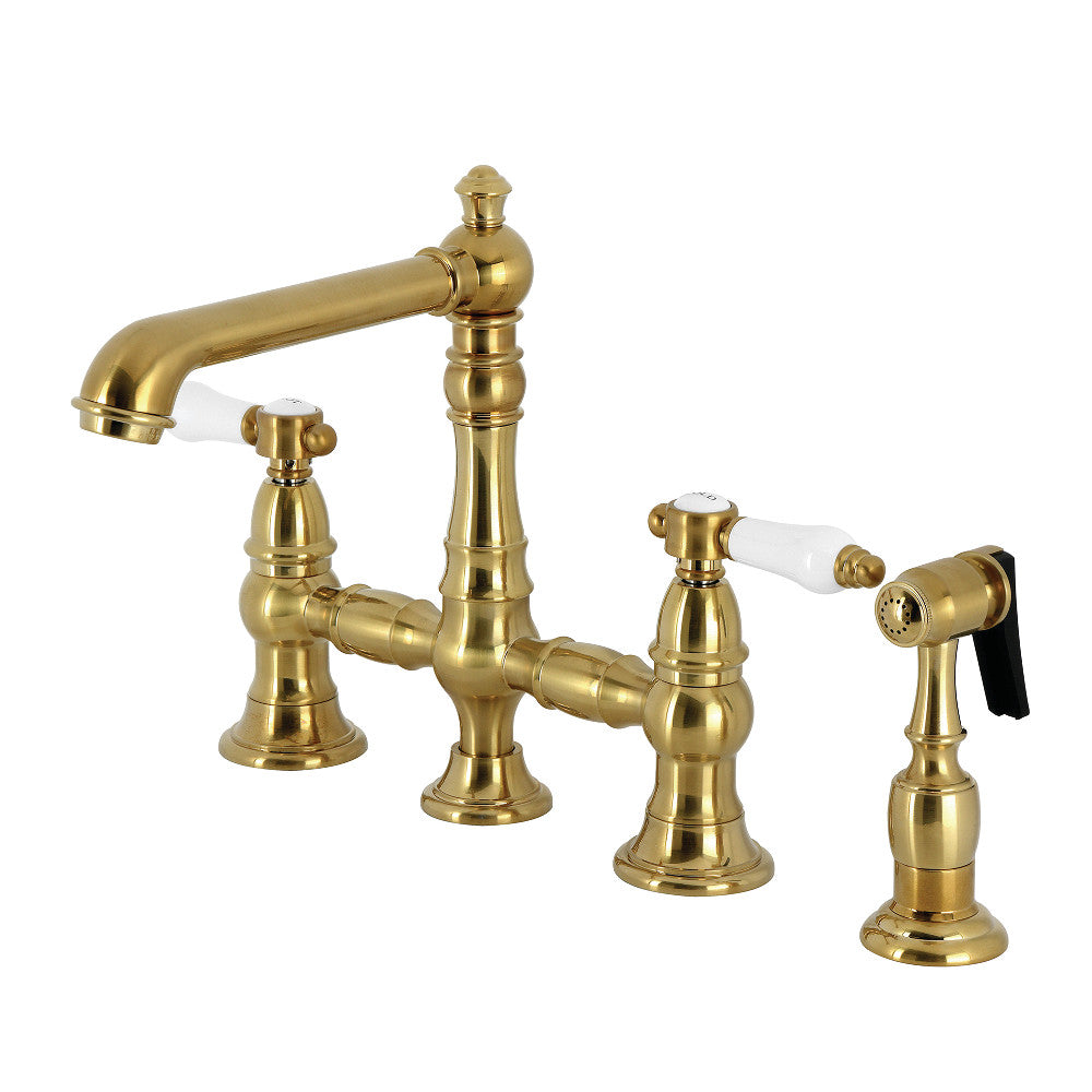 Bel-Air Bridge Kitchen Faucet in Brushed Brass