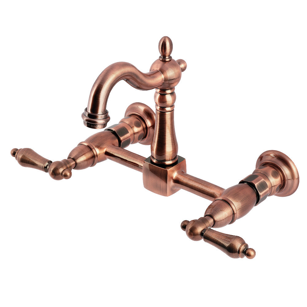 Heritage Wall Mount Kitchen Faucet in Antique Copper
