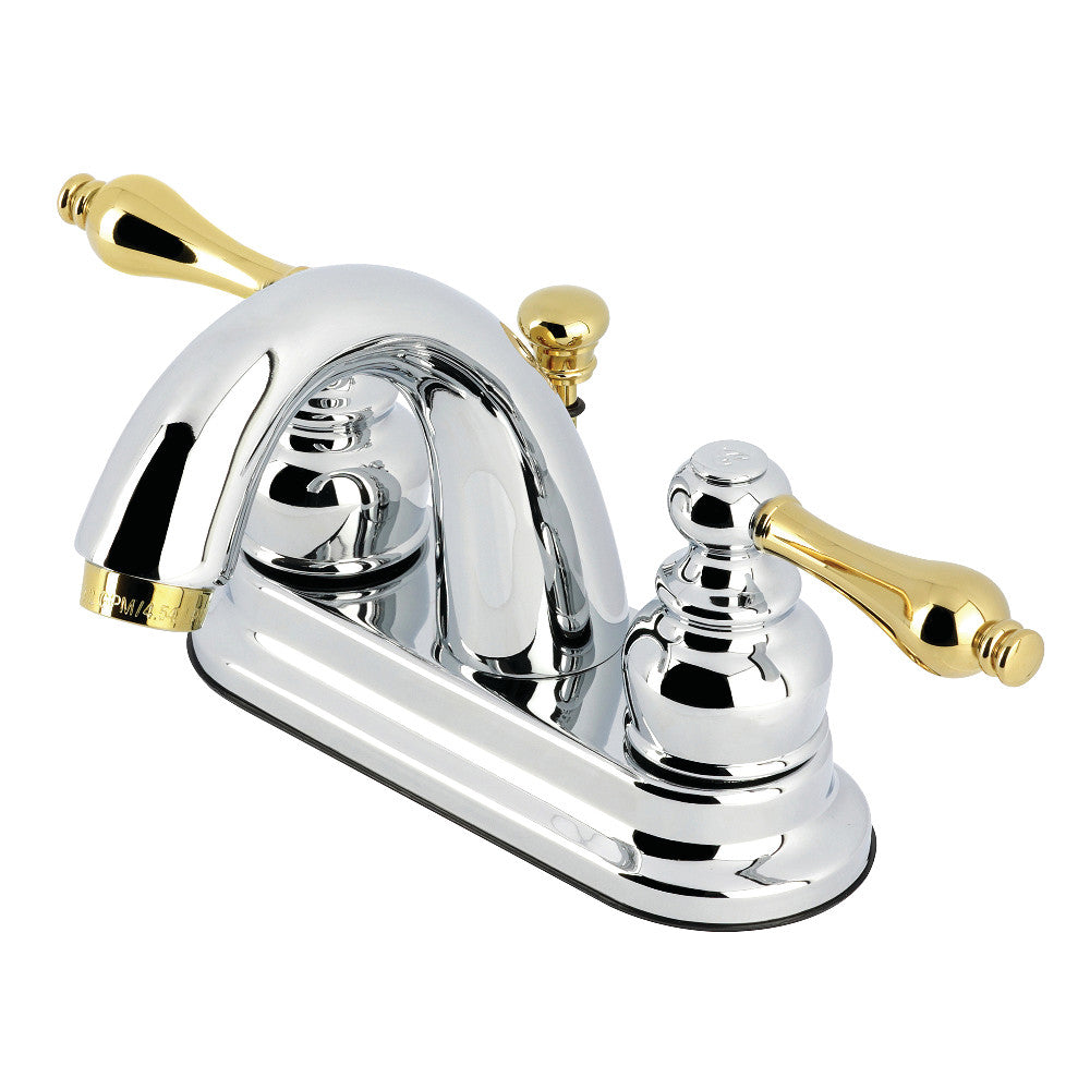 Restoration 4 Inch Centerset Bathroom Faucet in Polished Chrome/Polished Brass