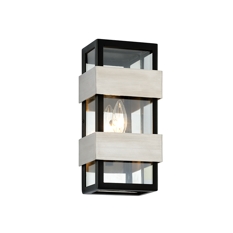Dana Point Wall Sconce with BLACK WITH BRUSHED STAINLESS Finish