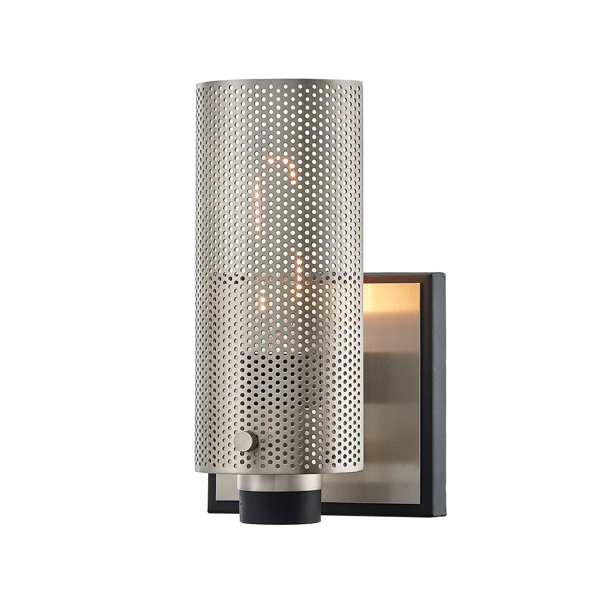 Pilsen Wall Sconce with CARBIDE BLK W SATIN NICKEL ACCENTS Finish