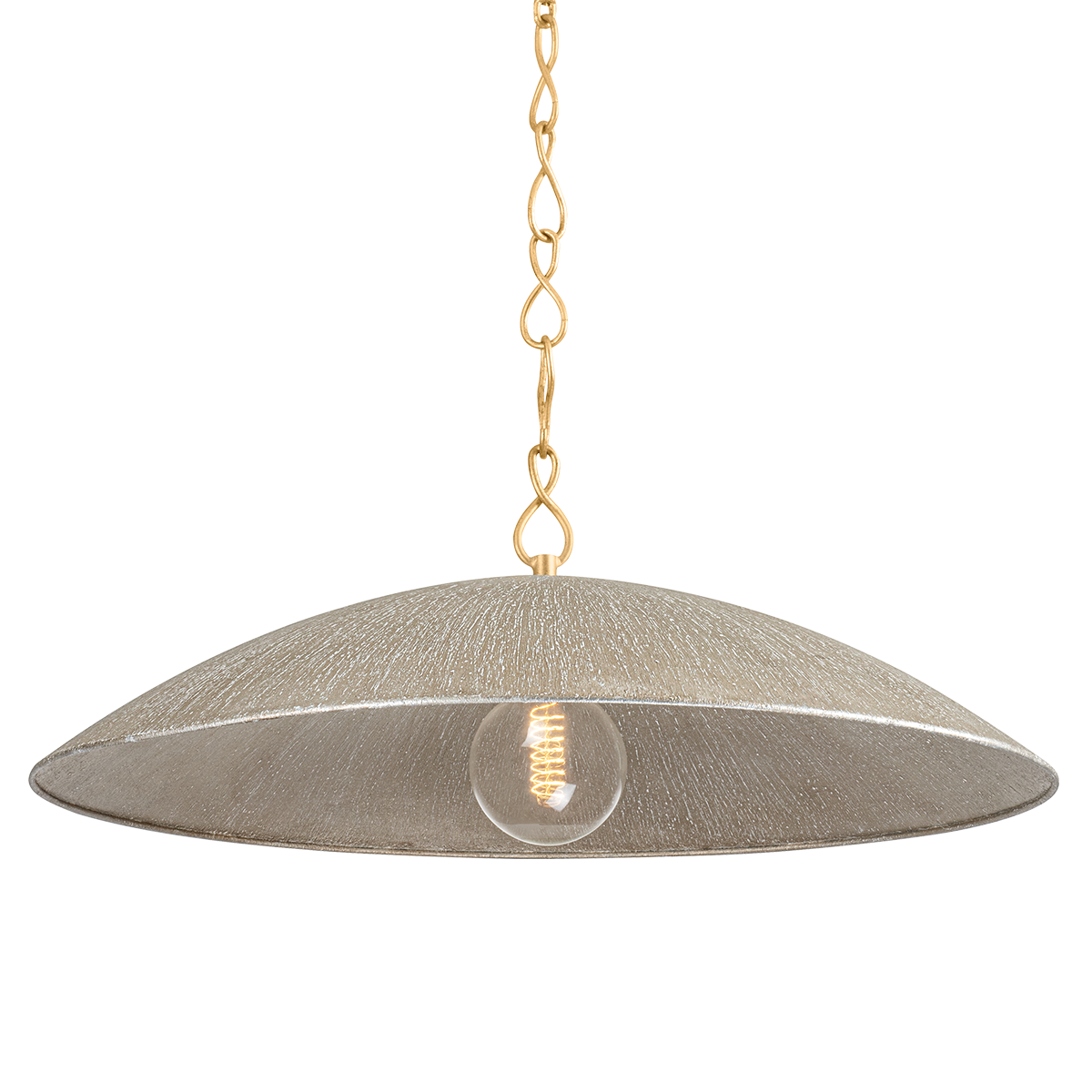 EVE Pendant with Vintage Gold Leaf/ Textured Warm Silver Leaf Finish