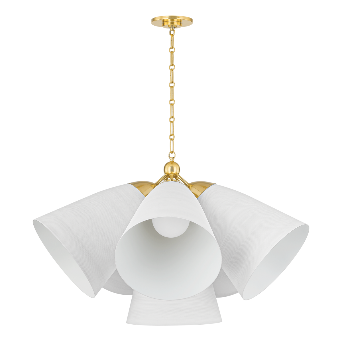 BRONSON Chandelier with Aged Brass/white Plaster Finish