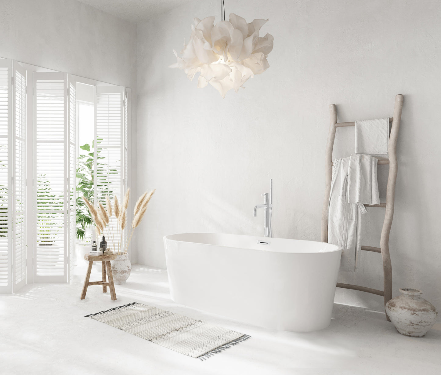 59 inch Bathtub in Glossy White with Chrome Trim