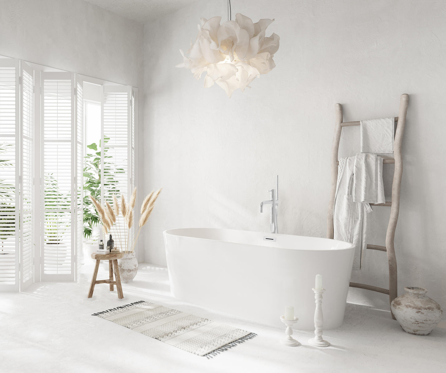 67 inch Bathtub in Glossy White with Chrome Trim