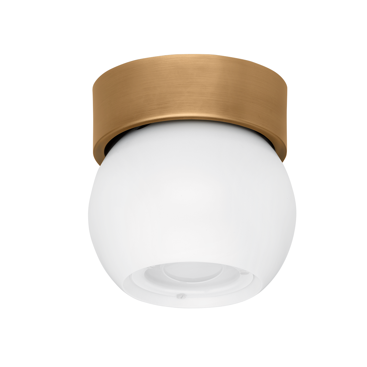 ODIN Flush Mount with PATINA BRASS AND SOFT WHITE Finish