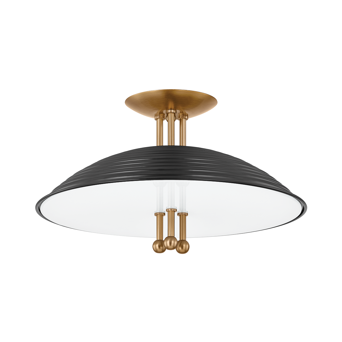 LARKIN Semi Flush with PATINA BRASS/SOFT BLACK Finish