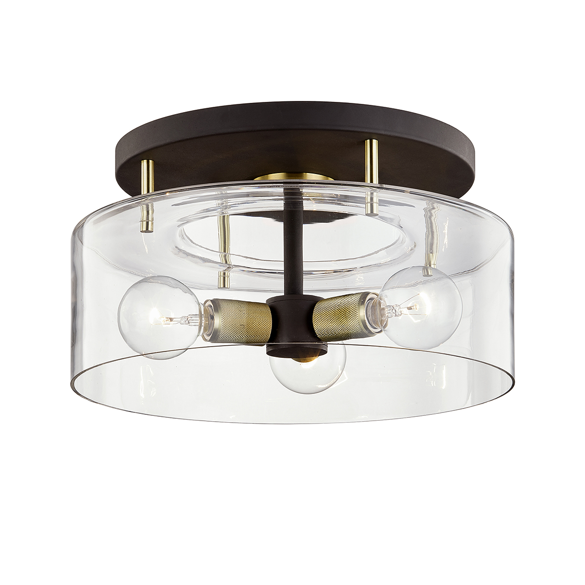 Bergamot Station Semi Flush with BRONZE/BRUSHED BRASS Finish