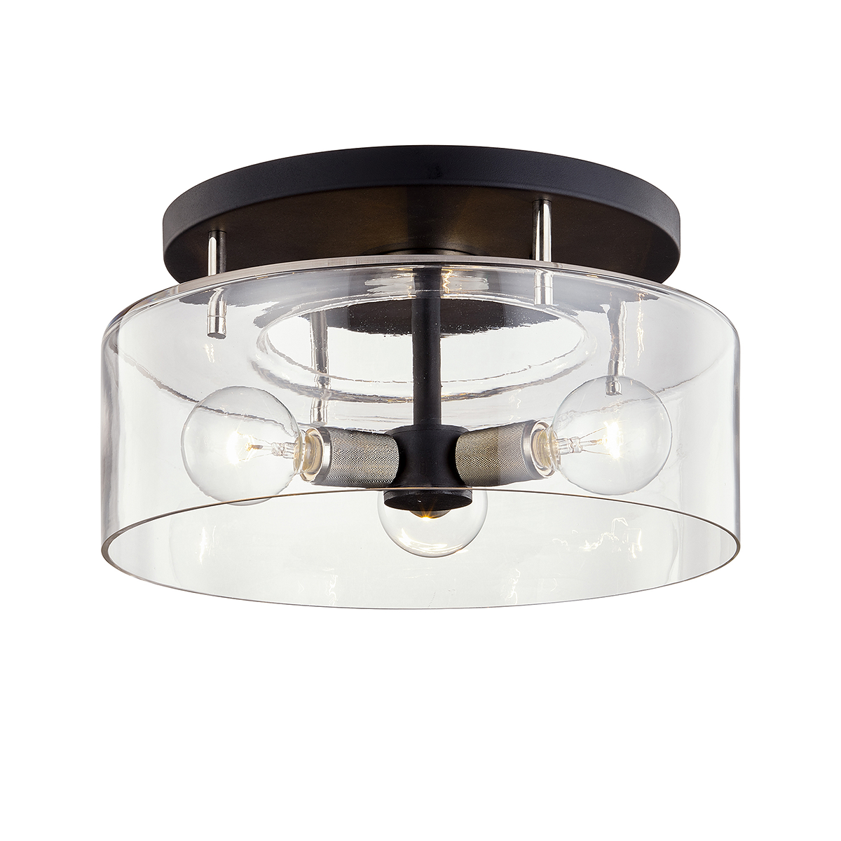Bergamot Station Semi Flush with TEXTURED BLACK & POLISH NICKEL Finish
