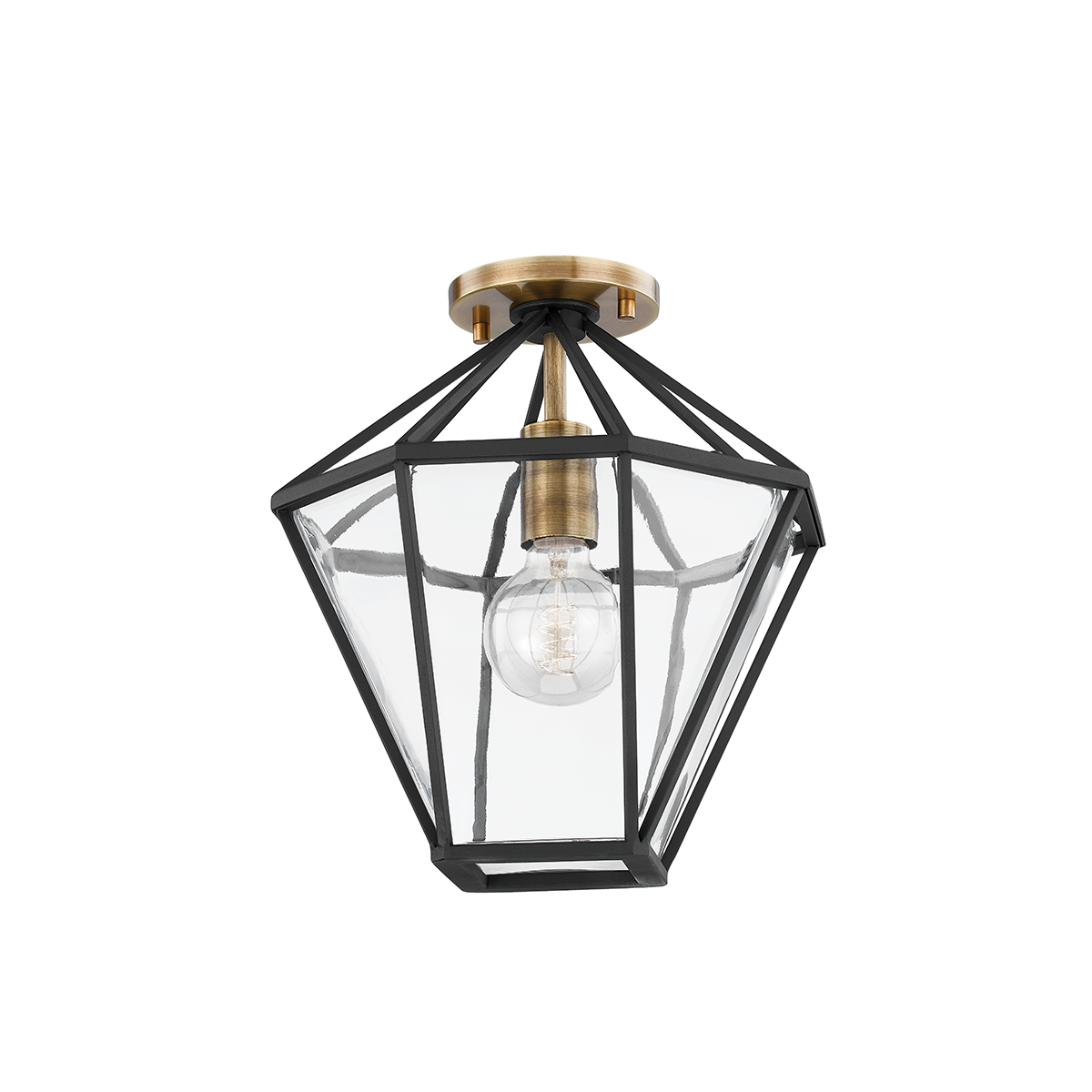 Moss Semi Flush with PATINA BRASS/TEXTURED BLACK Finish