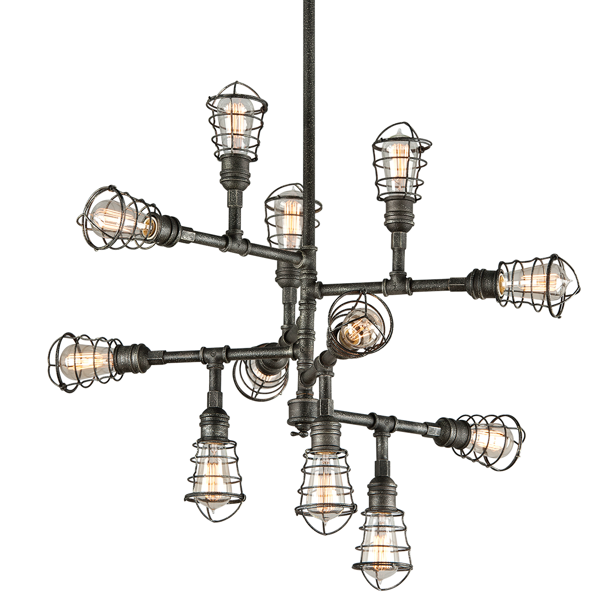 Conduit Chandelier with OLD SILVER Finish