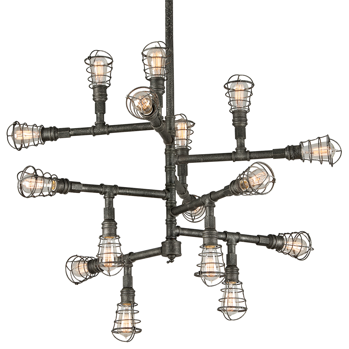 Conduit Chandelier with OLD SILVER Finish