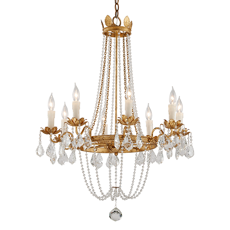 Viola Chandelier with DISTRESSED GOLD LEAF Finish