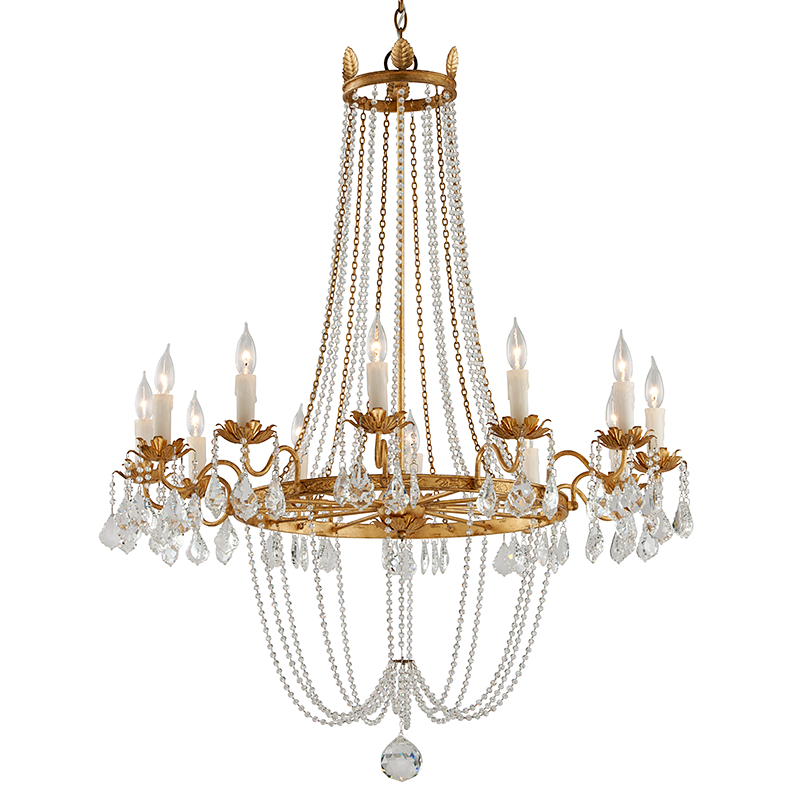 Viola Chandelier with VINTAGE GOLD LEAF Finish
