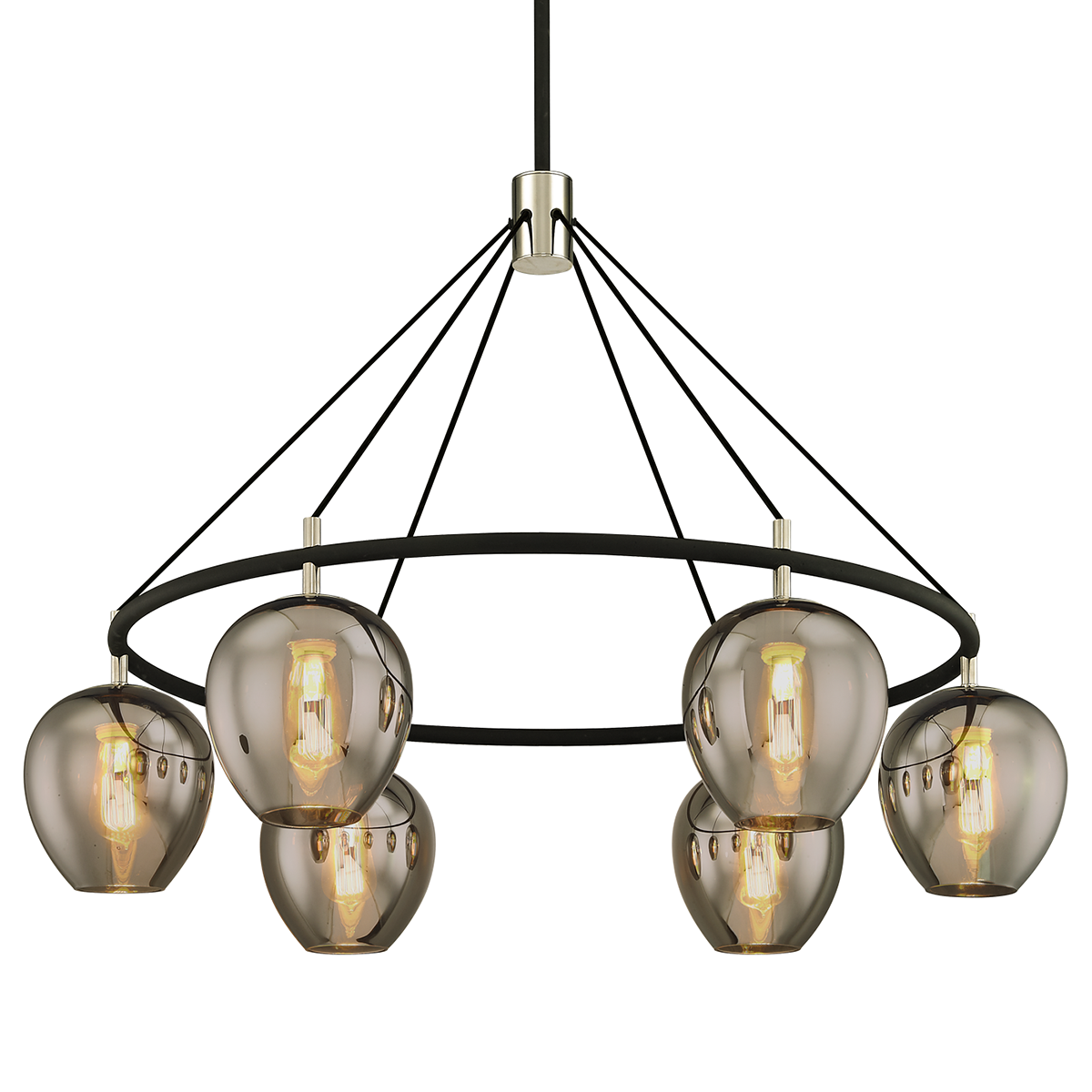 Iliad Chandelier with TEXTURED BLACK & POLISH NICKEL Finish