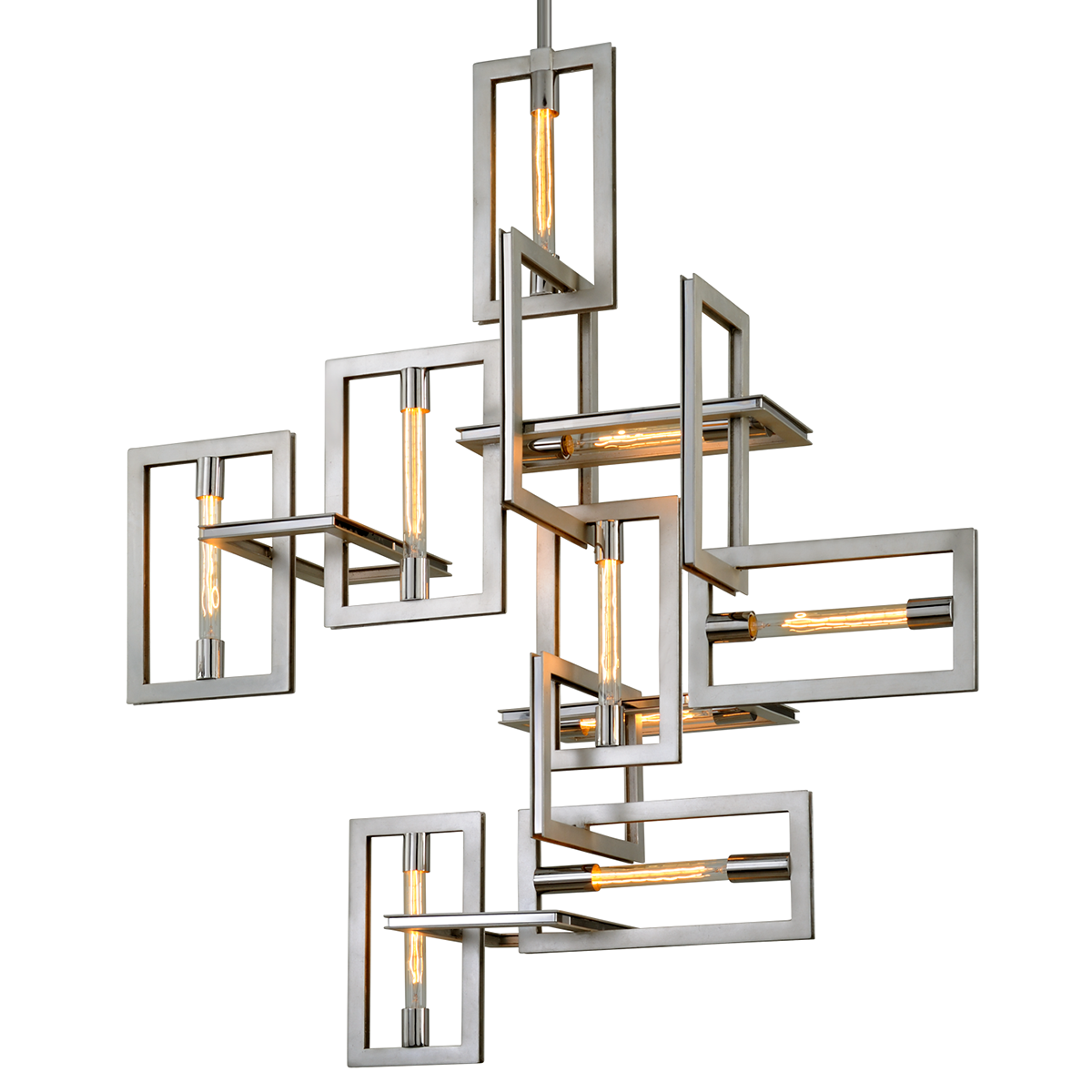 Enigma Chandelier with SILVER LEAF W STAINLESS ACC Finish