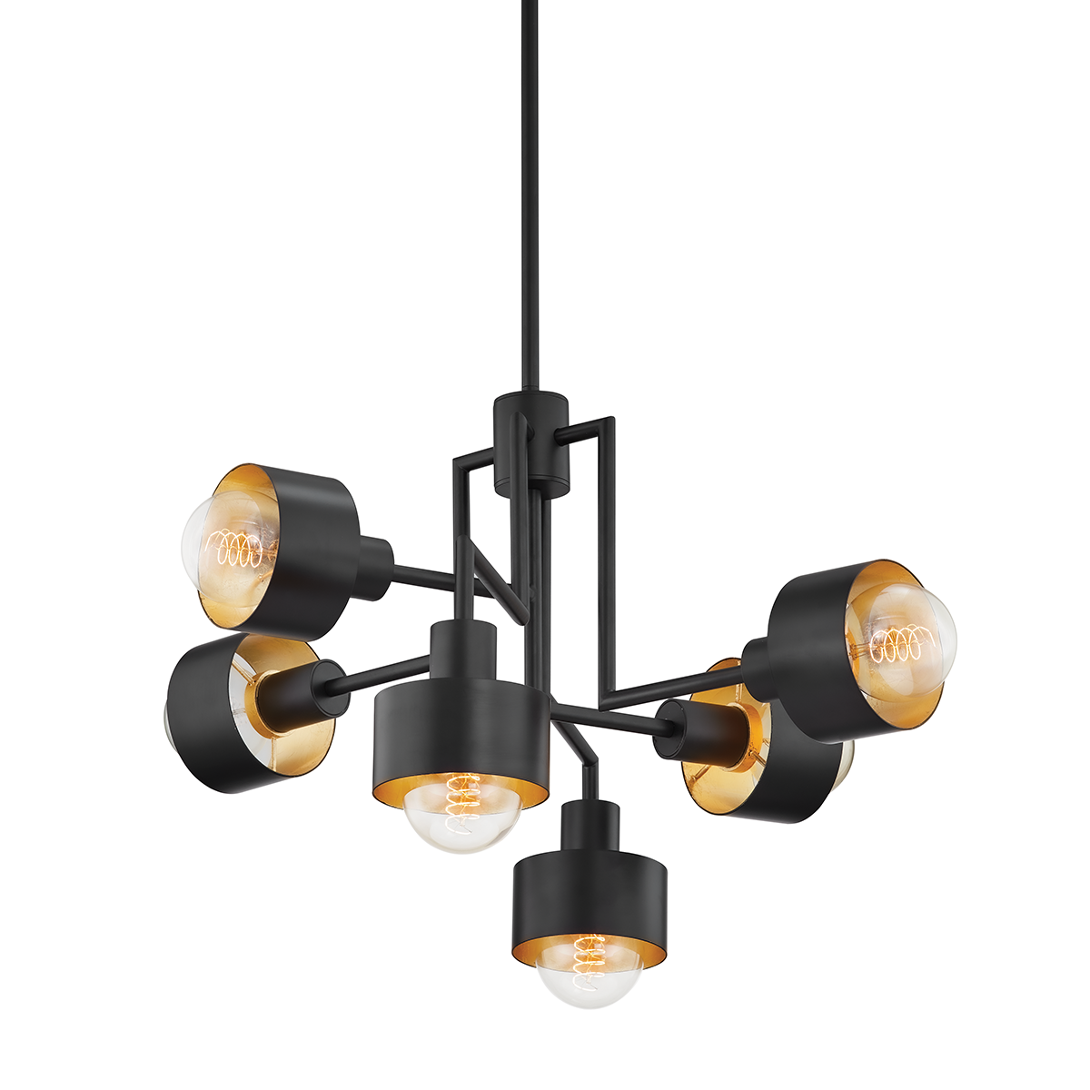 North Chandelier with SOFT BLACK/GOLD LEAF Finish