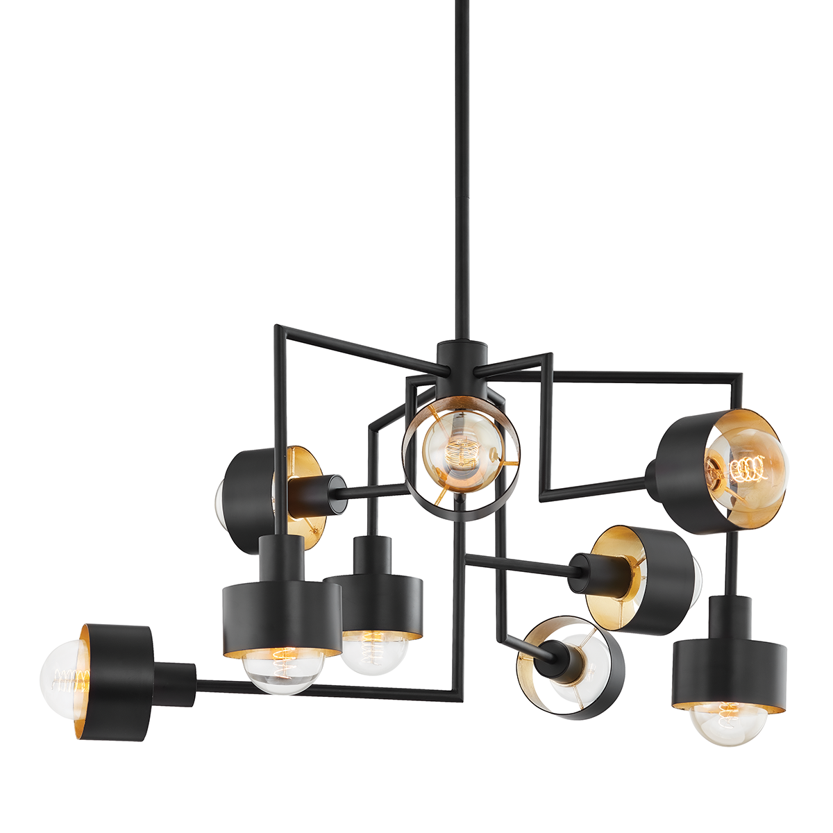 North Chandelier with SOFT BLACK/GOLD LEAF Finish
