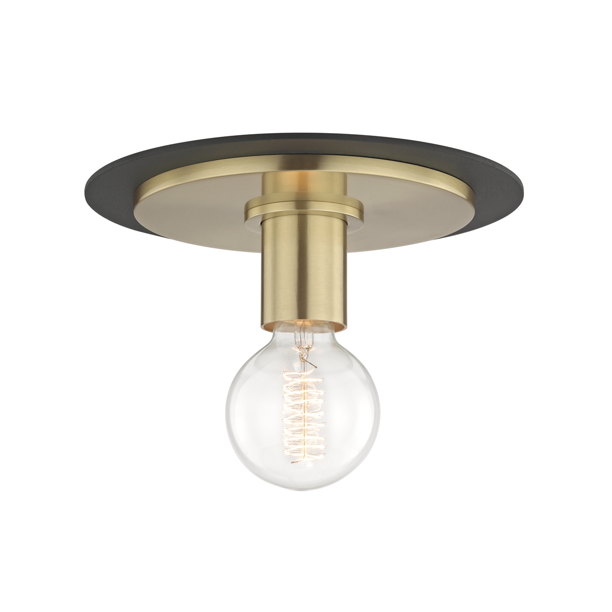 Milo Flush Mount in Aged Brass/black Finish