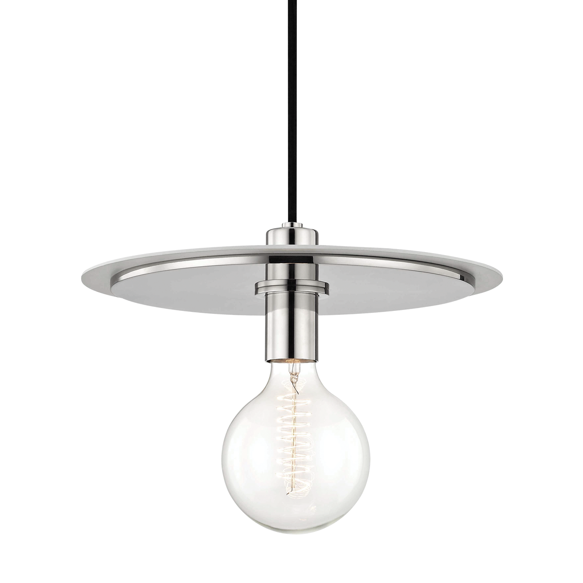 Milo Pendant in Polished Nickel/white Finish