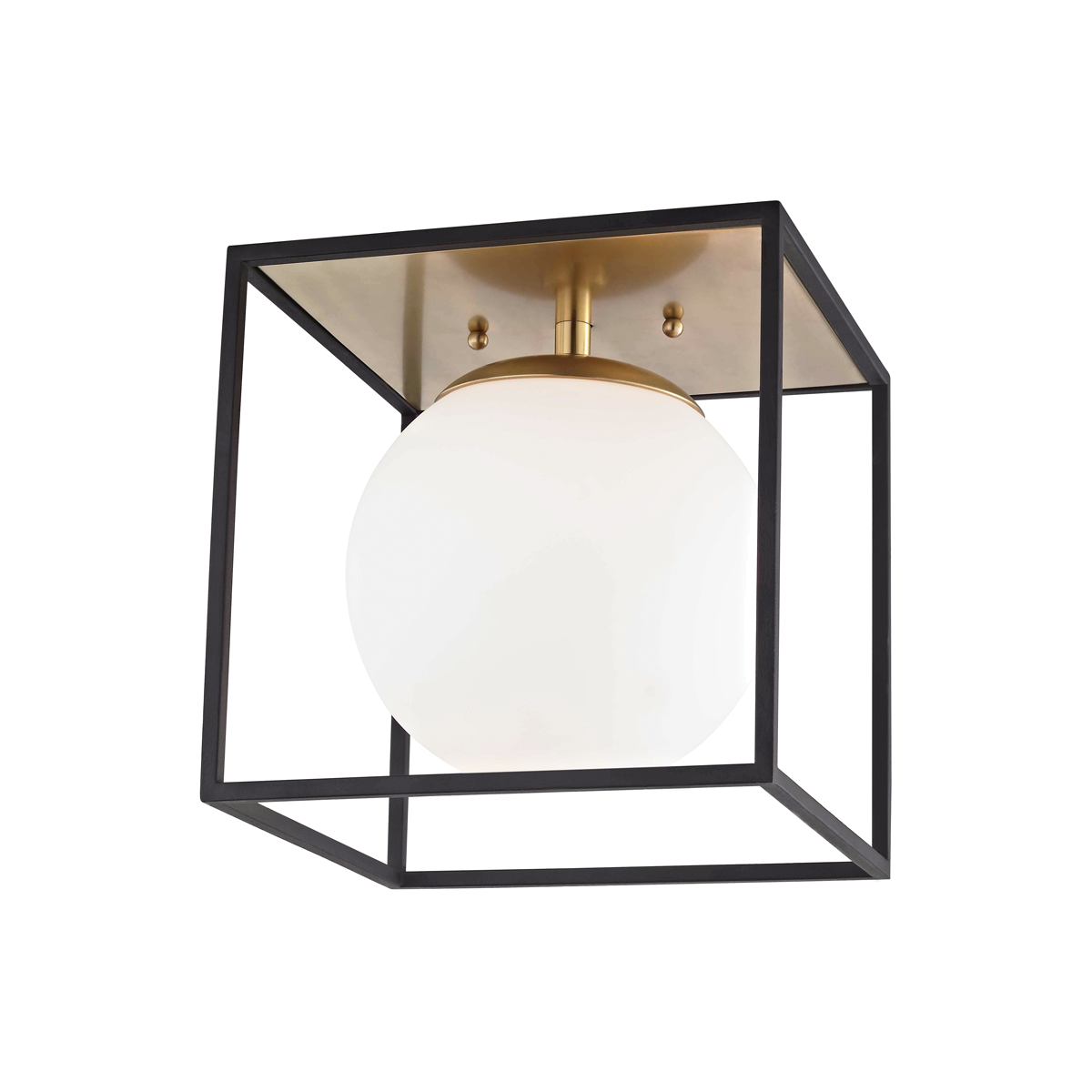 Aira Flush Mount in Aged Brass/black Finish