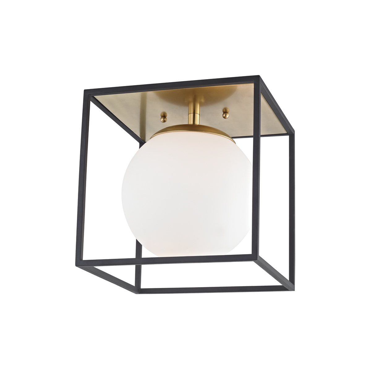 Aira Flush Mount in Aged Brass/black Finish