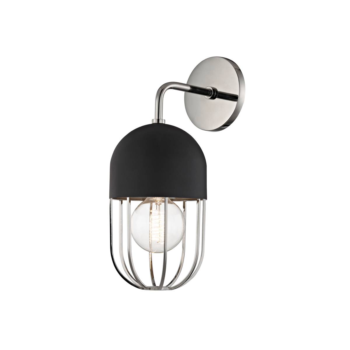 Haley Wall Sconce in Polished Nickel/black Finish