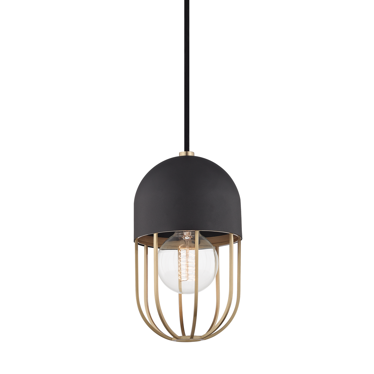 Haley Pendant in Aged Brass/black Finish