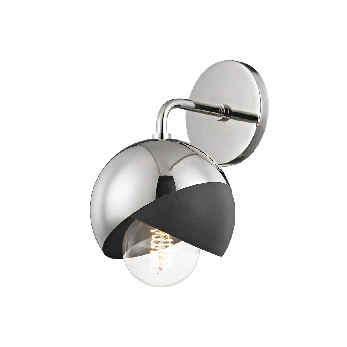 Emma Wall Sconce in Polished Nickel/black Finish