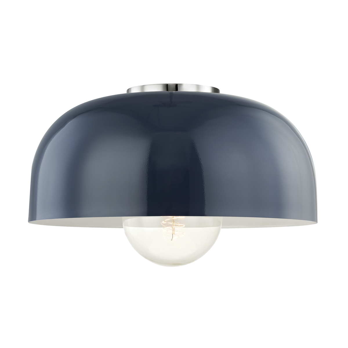 Avery Flush Mount in Polished Nickel/navy Finish