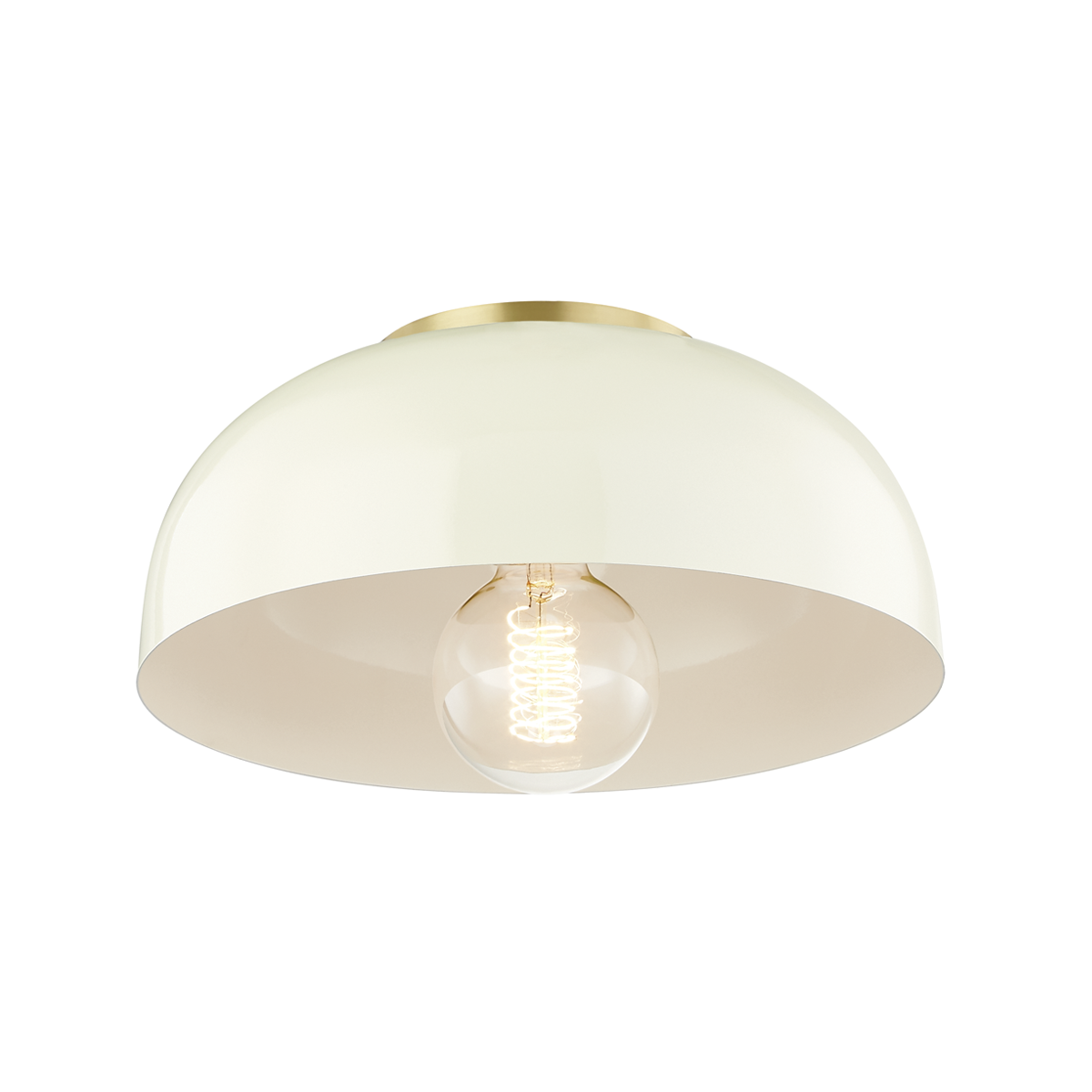 Avery Flush Mount in Aged Brass/cream Finish